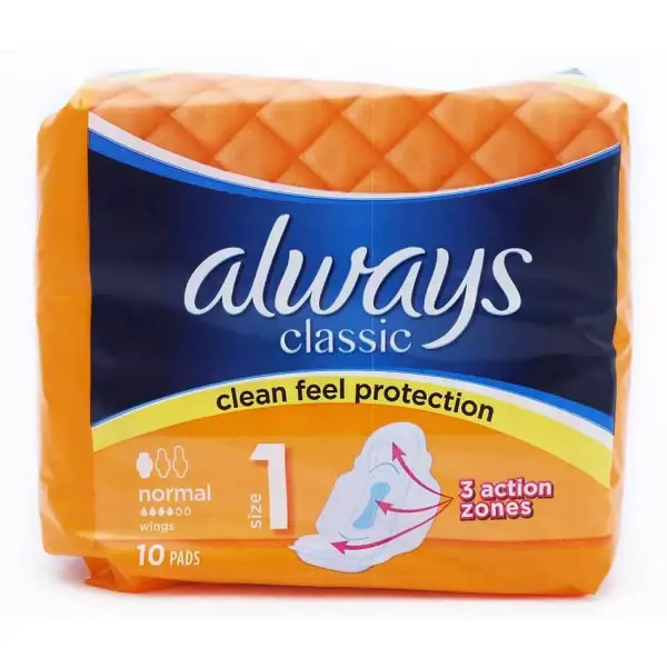 Always Classic Sanitary Towels/Pads With Wings Normal Pack 10