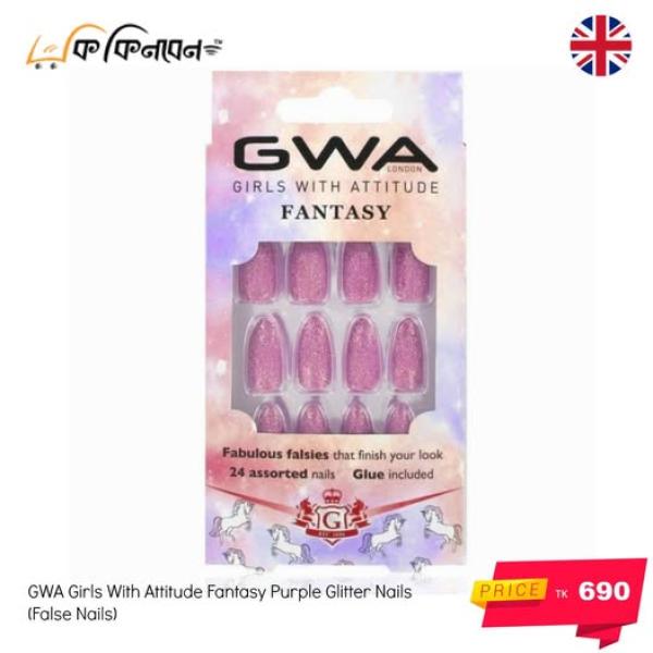 GWA Girls With Attitude Fantasy Purple Glitter Nails (False Nails)