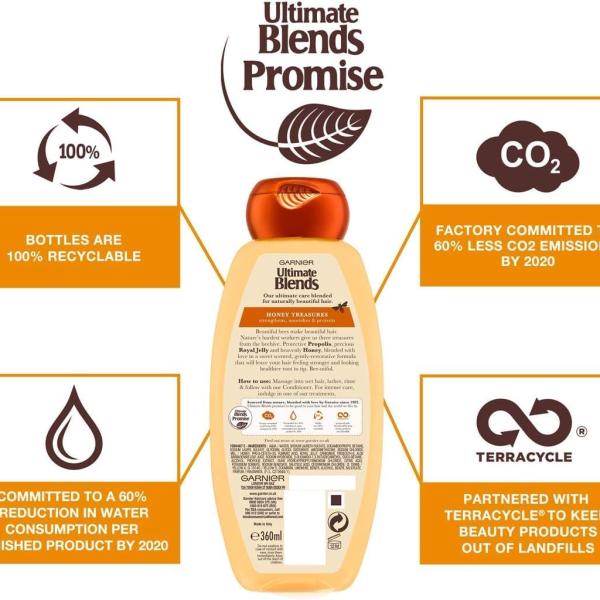 Garnier Ultimate Blends Honey Strengthening Shampoo 360Ml