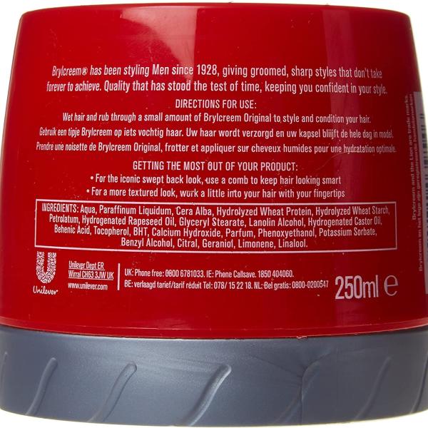 Brylcreem Original Hair Dressing Cream Red Tub Mens Styling Cream 250ml