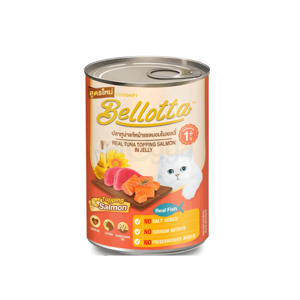 Bellotta Can 400gm Real Tuna Topping Salmon in Jelly