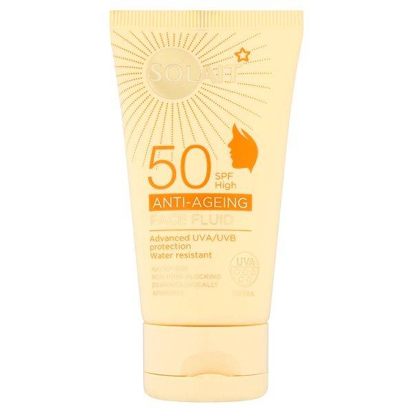 Superdrug Solait Face Sun Cream Fluid SPF50 - Anti-Ageing 50ml